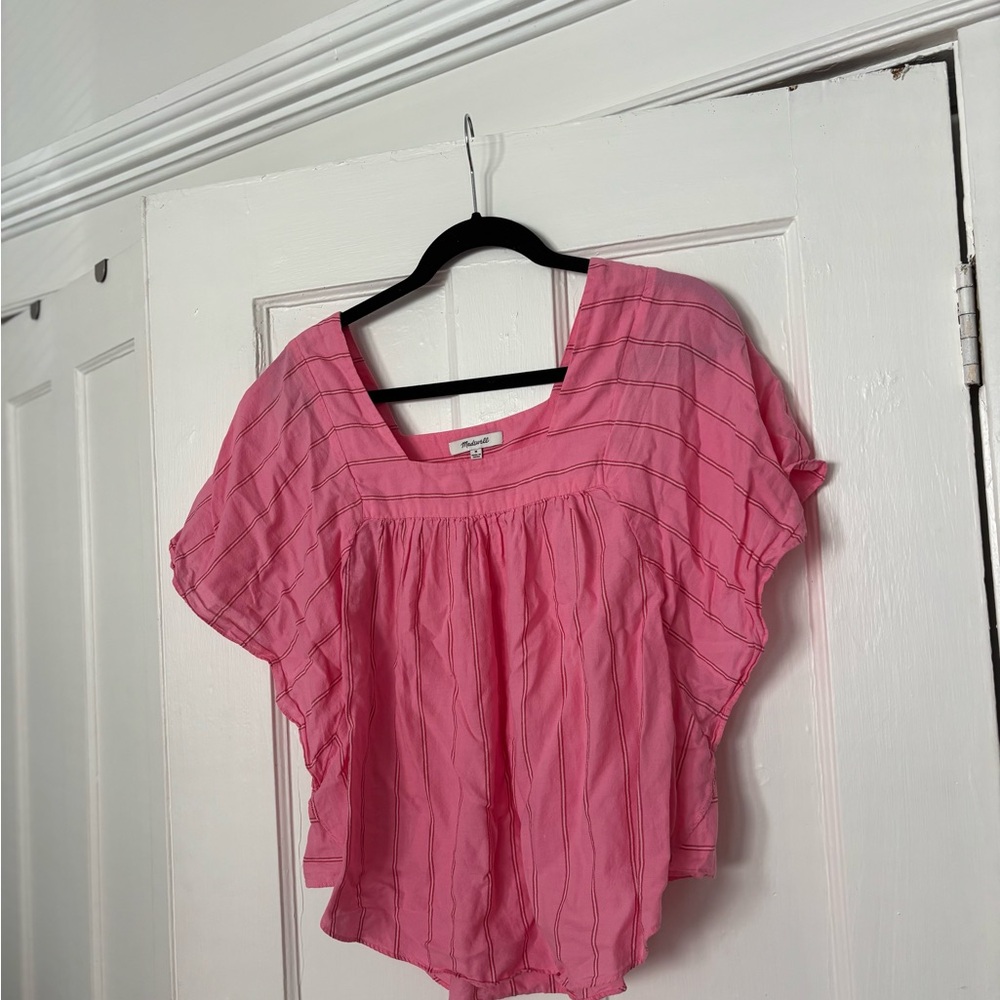 Madewell Pink Ruffled Dolman Sleeve Blouse